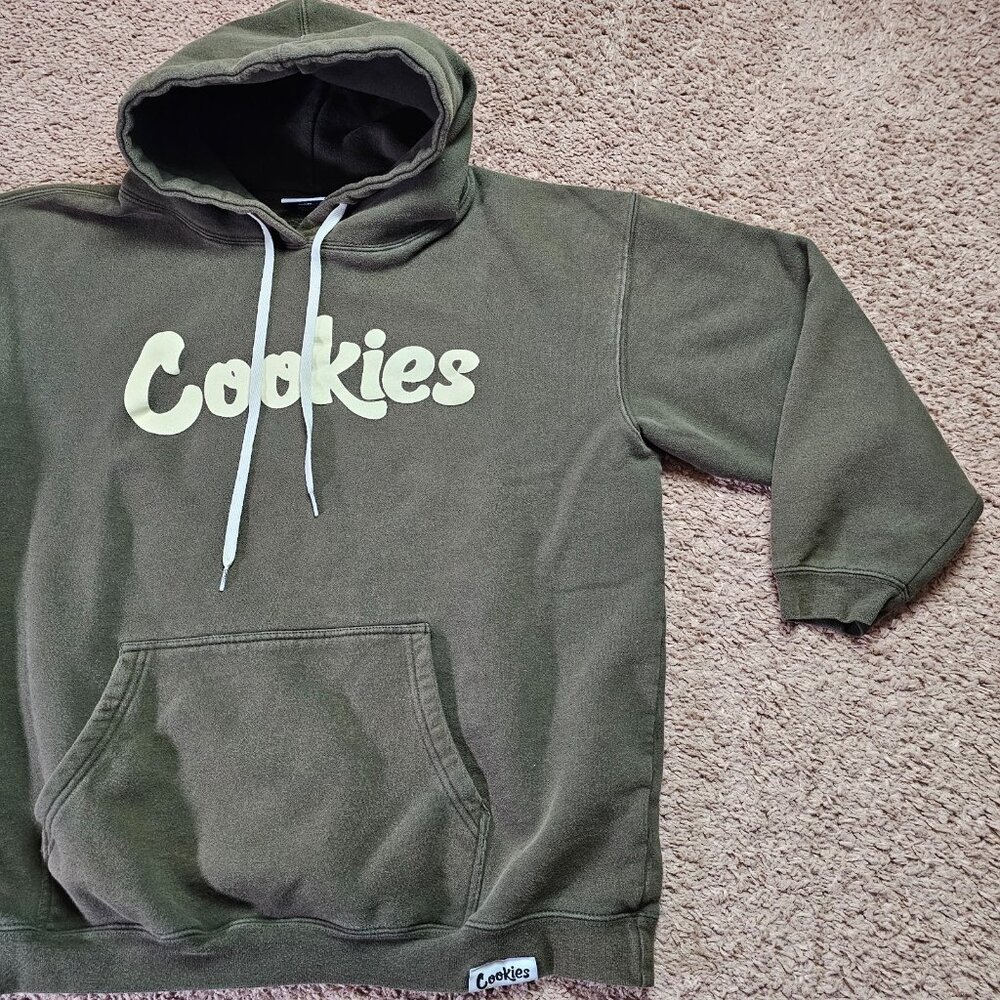 Cookies Original Hoodie Mens XL Green Fleece Pullover Streetwear Sweatshirt - Picture 9 of 11